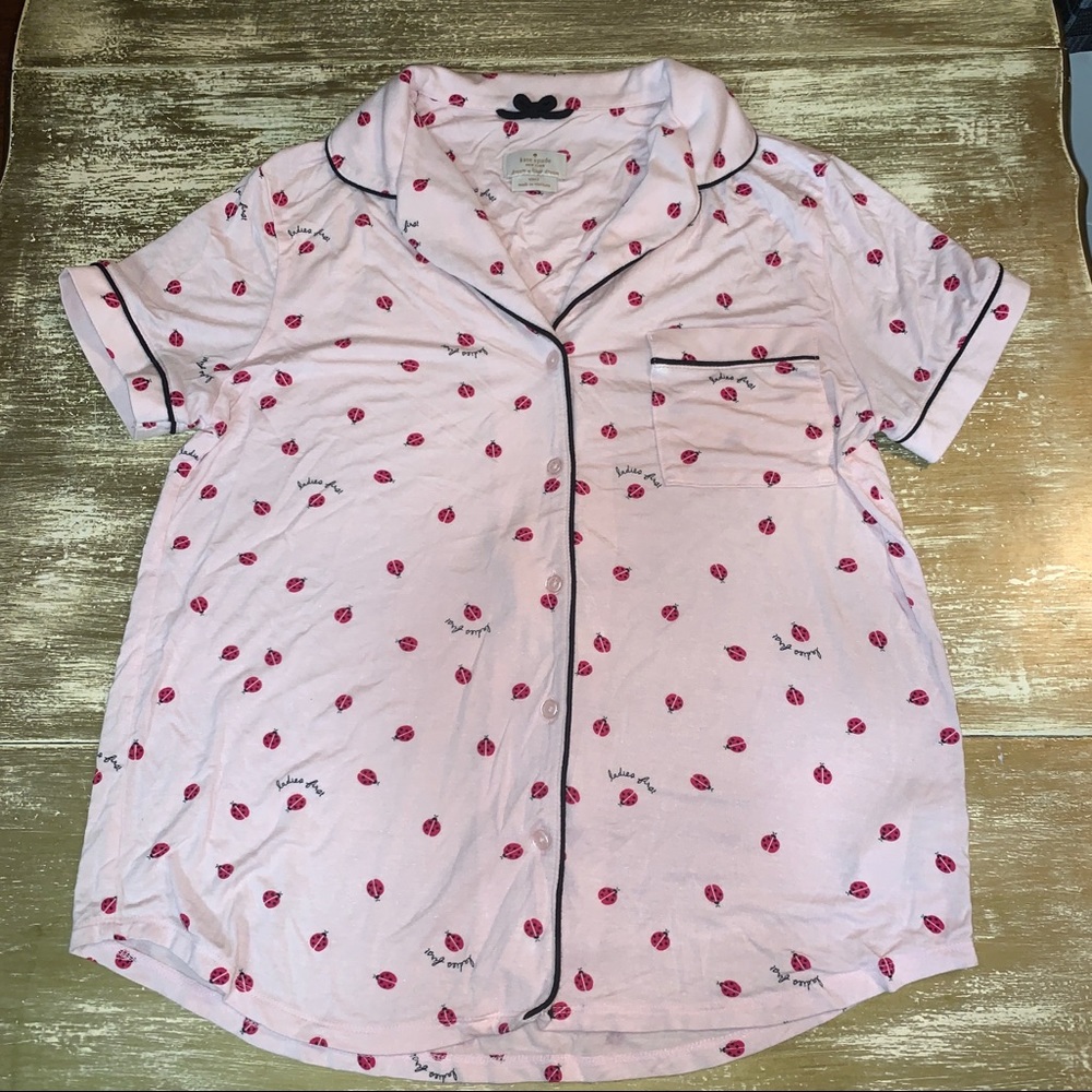 Kate Spade Pink Ladybug Pajama Top Soft Small